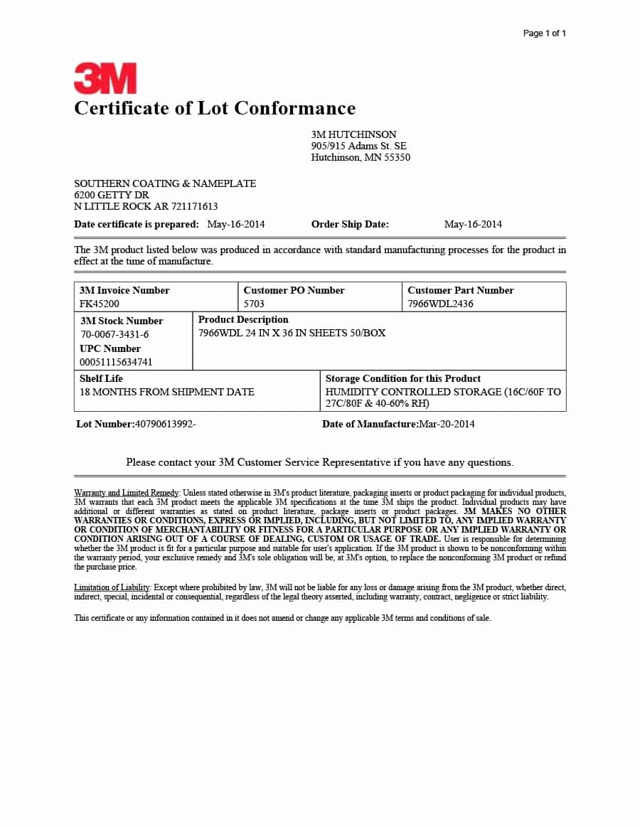 Certificate Of Conformance Template Awesome 40 Free Certificate Of Conformance Templates &amp; forms