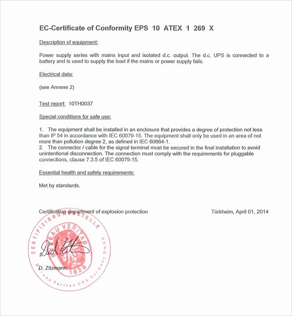 Certificate Of Conformance Template Awesome Sample Conformity Certificate Template 8 Free Documents
