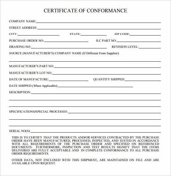 Certificate Of Conformance Template Best Of Sample Certificate Of Conformance 23 Documents In Pdf