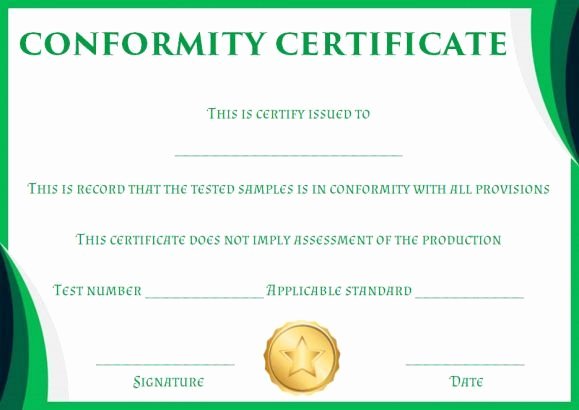 Certificate Of Conformance Template Lovely Certificate Of Conformity Sample Template