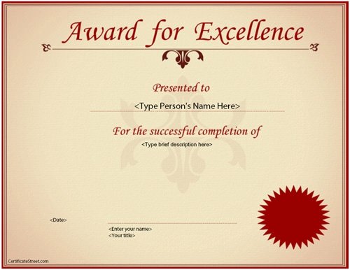 Certificate Of Excellence Template Awesome Free 35 Best Award Certificate Templates In Illustrator