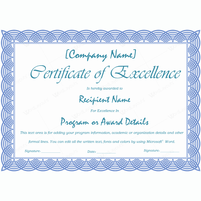 Certificate Of Excellence Template Luxury 89 Elegant Award Certificates for Business and School events
