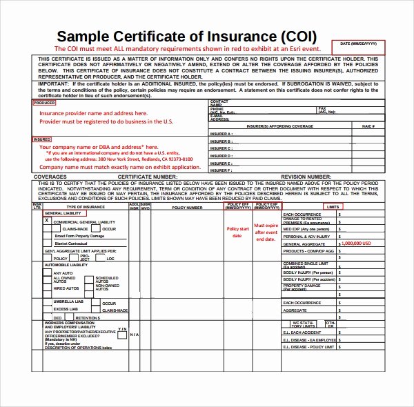 Certificate Of Insurance Template Fresh 39 Sample Certificate Word Pdf Psd Ai