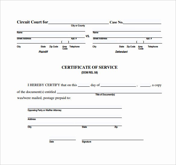Certificate Of Service Template Awesome Sample Certificate Of Service Template 20 Documents In