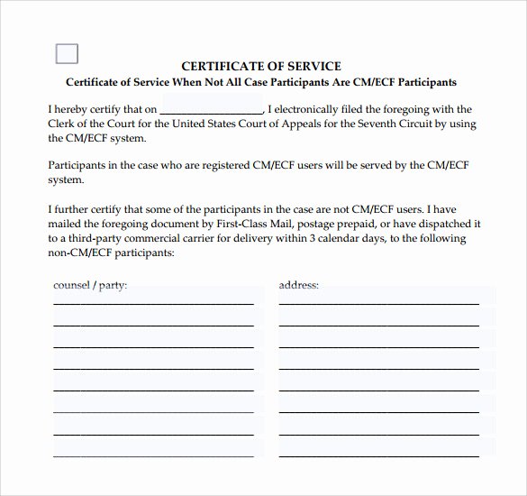 Certificate Of Service Template New Certificate Of Service Template 14 Download Documents