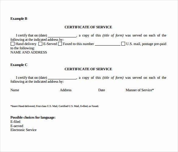 Certificate Of Service Template New Certificate Of Service Template 8 Download Free