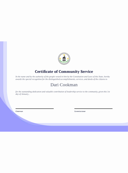 Certificate Of Service Template Unique Munity Service Certificate Template Pdf Templates