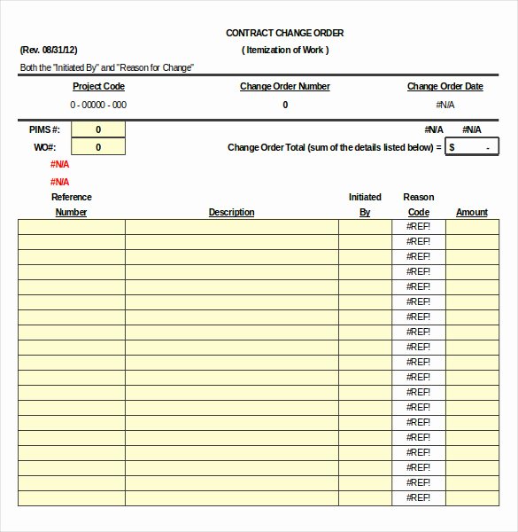 Change order form Template Awesome Construction order Template – 10 Free Excel Pdf