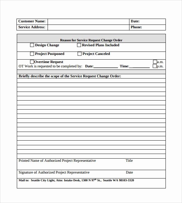 Change order form Template New Change order Template