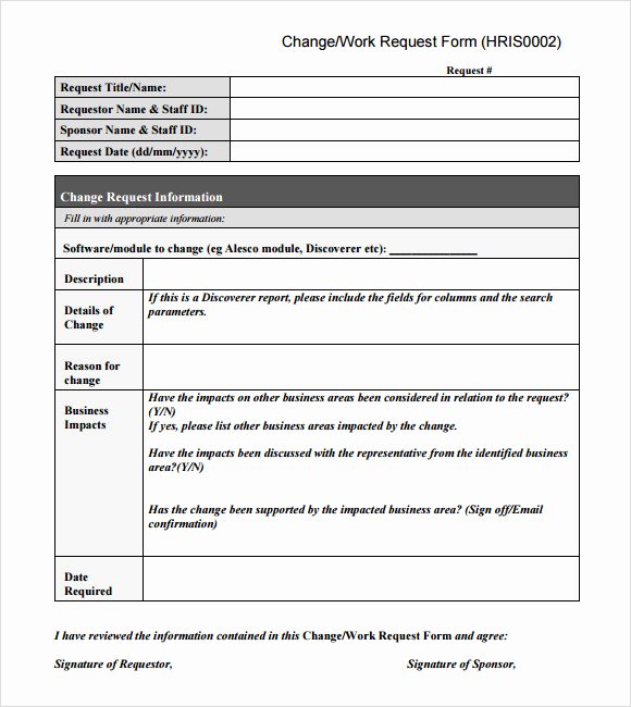 Change order form Template Unique Sample Change Request 7 Documents In Pdf Word