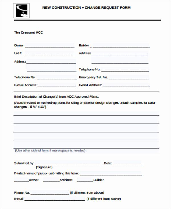 Change order forms Template Inspirational Sample Construction Change order form 7 Examples In