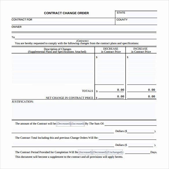 Change order forms Template Luxury Sample Change order – 11 Documents In Pdf Word