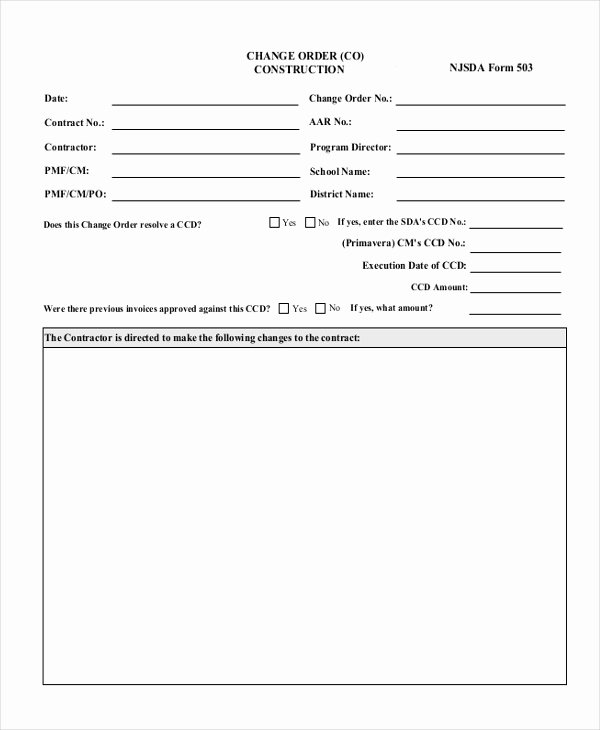 Change order forms Template Luxury Sample Change order form 9 Free Documents In Doc Pdf