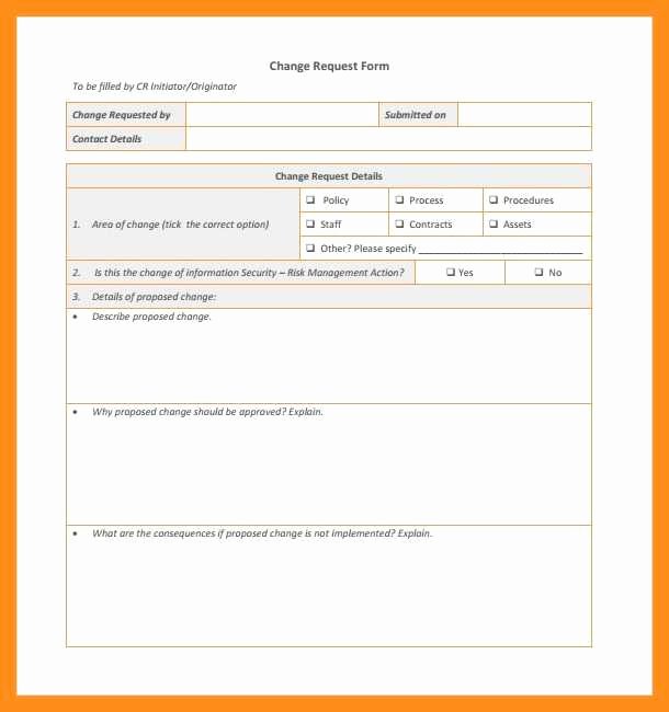 Change Request forms Templates Awesome 12 13 Change Request forms Templates