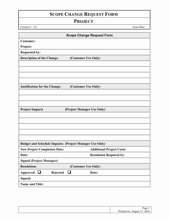 Change Request forms Templates Awesome Change Request Template Free Documents for Pdf
