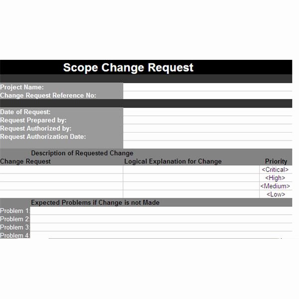 sample template for a scope change request