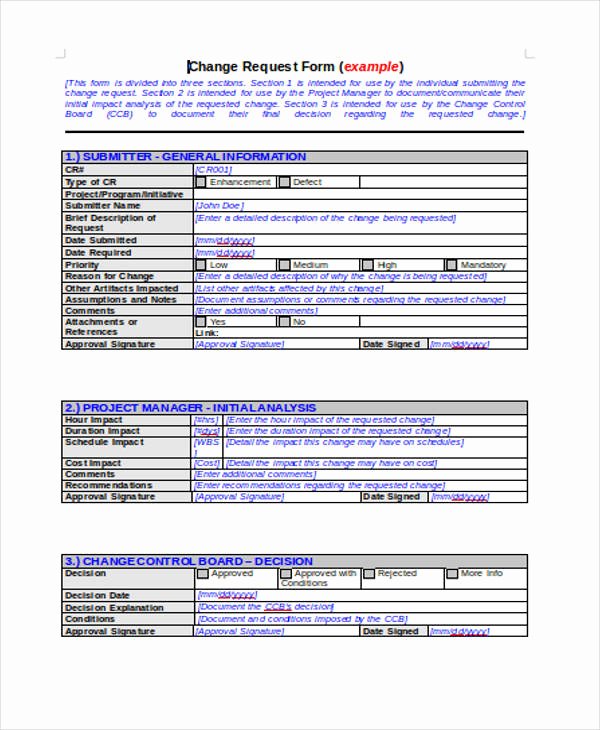 Change Request forms Templates Elegant Free 48 Sample Request form Templates
