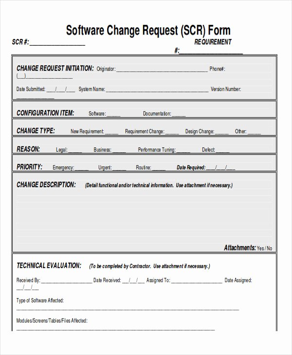 Change Request forms Templates Lovely Sample software Request form 9 Examples In Word Pdf
