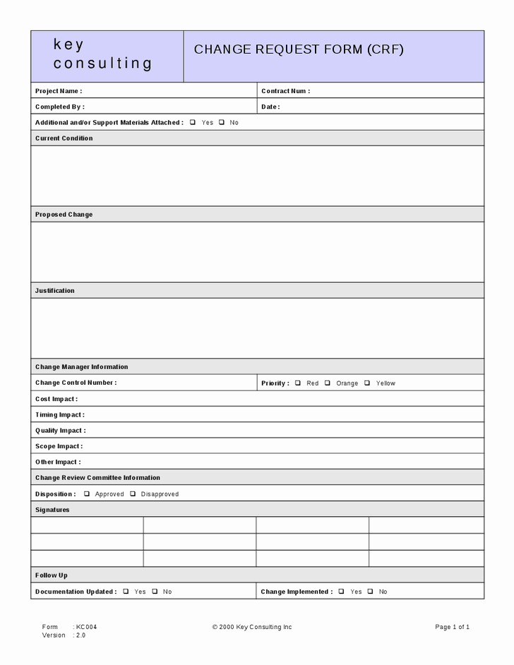 Change Request forms Templates Luxury Change Request form Template