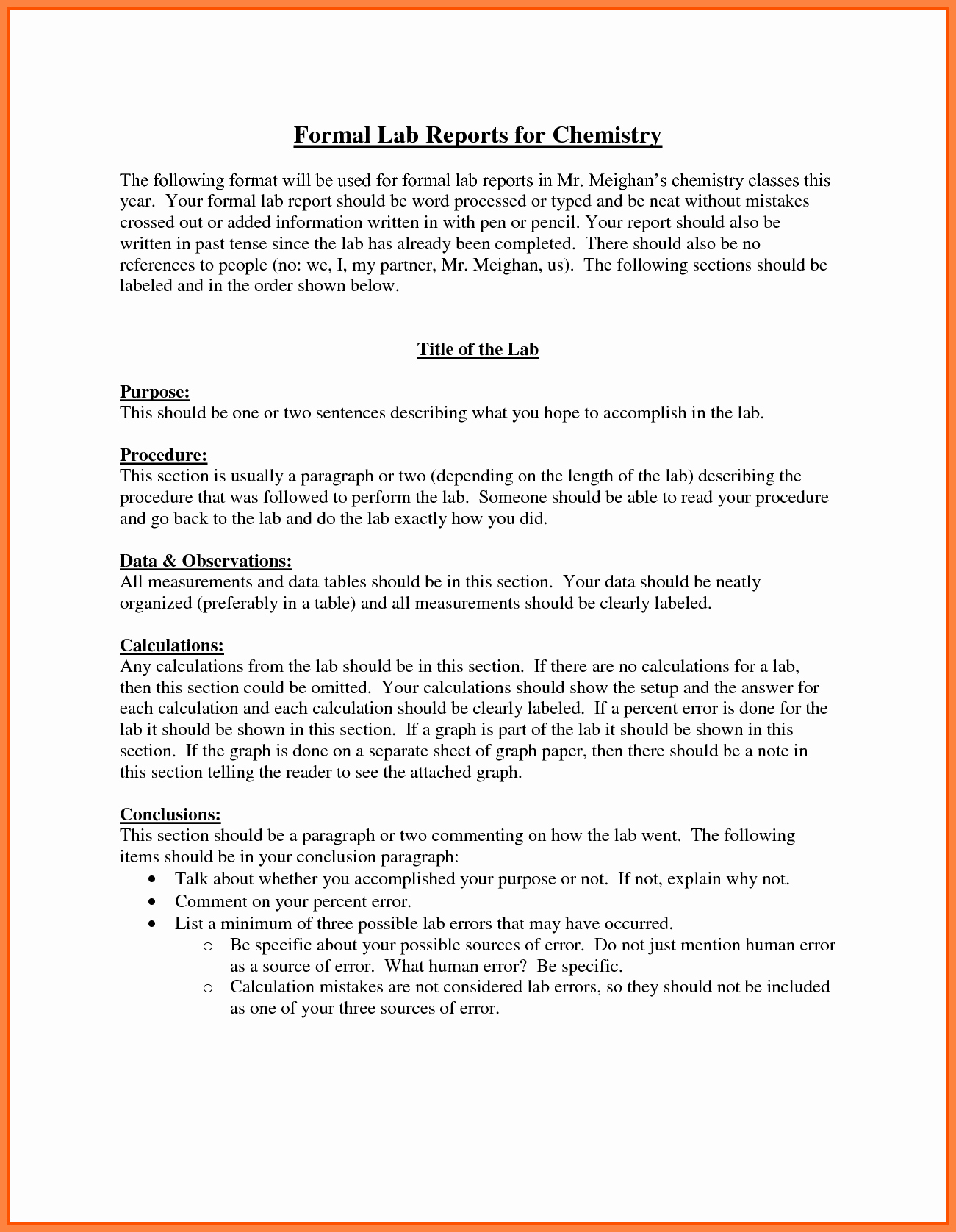 Chemistry Lab Report Template Best Of 9 Chemistry Lab Report Example