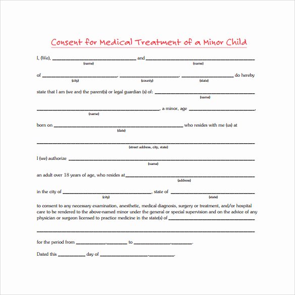 Child Medical Consent form Template Best Of Medical Treatment Refusal form Template