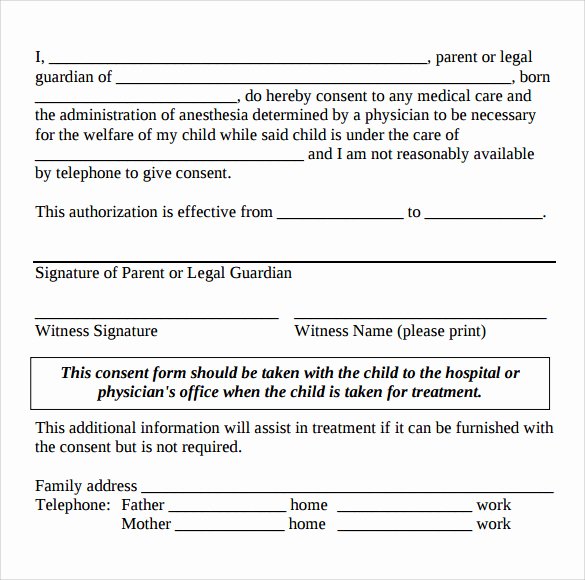 Child Medical Consent form Template Inspirational 26 Of Standard Medical Authorization form Template