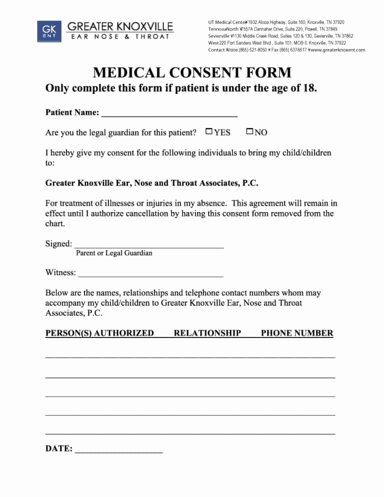 Child Medical Consent form Template Lovely 45 Medical Consent forms Free Printable Templates