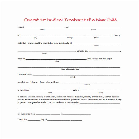 Child Medical Consent form Template Luxury Sample Medical Consent form 11 Free Documents Download