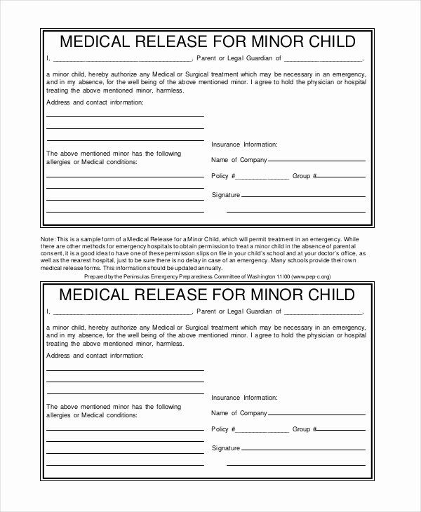 Child Medical Consent form Template Unique Medical form for Child – Medical form Templates