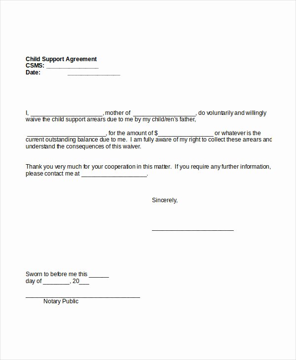 Child Support Agreement Template Beautiful 10 Child Support Agreement Templates Pdf Doc