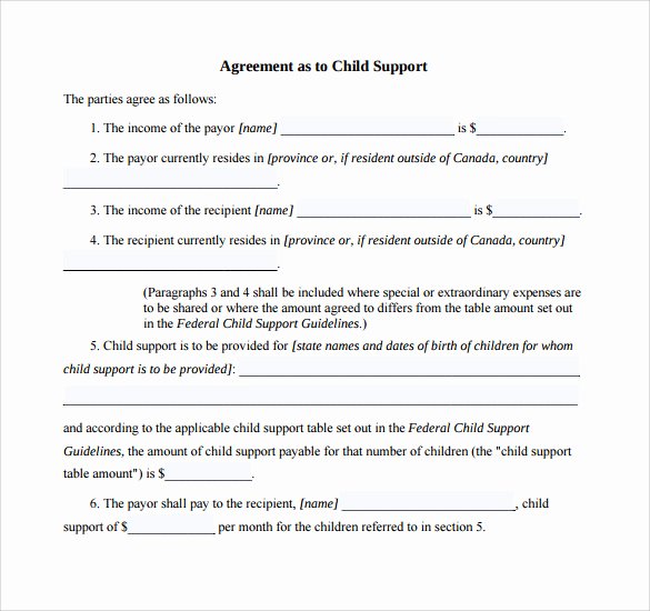 Child Support Agreement Template Beautiful Free 10 Sample Child Supa10 Sample Child Support