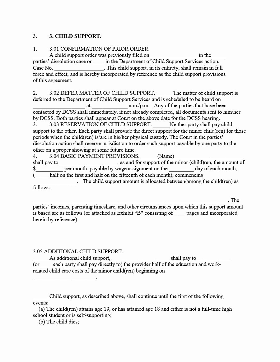 Child Support Agreement Template Best Of 32 Free Child Support Agreement Templates Pdf &amp; Ms Word