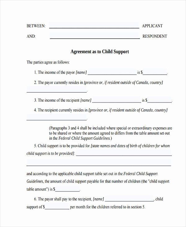 Child Support Agreement Template New Agreement forms In Pdf