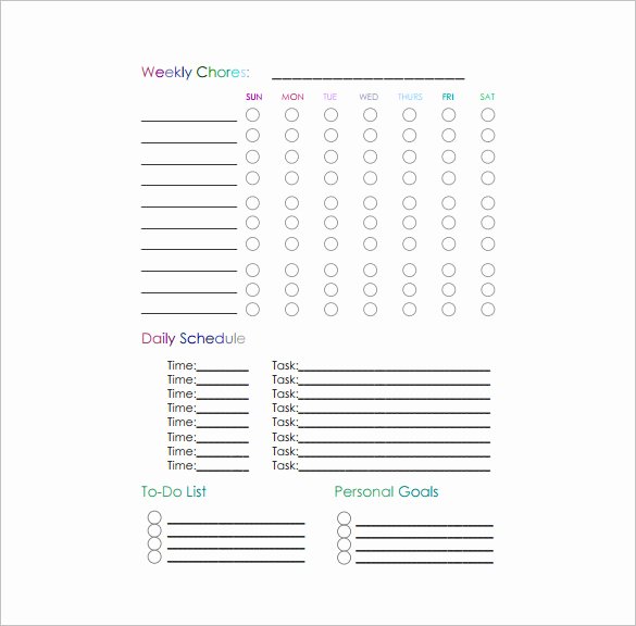 Chore Chart for Adults Templates Elegant Weekly Chore Chart Template 24 Free Word Excel Pdf