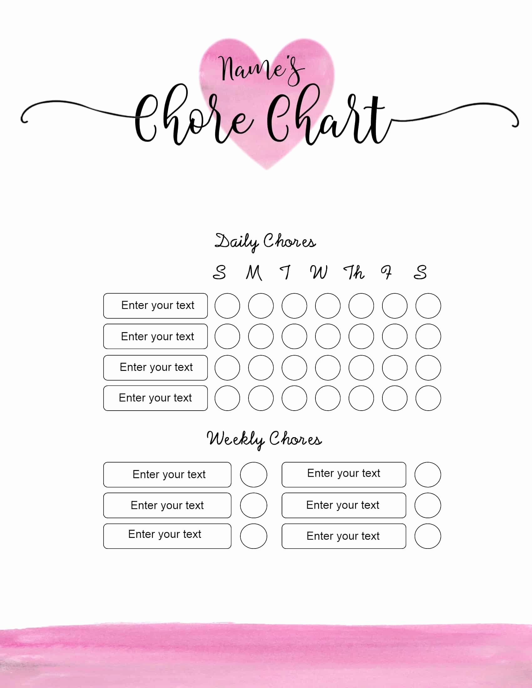 Chore Chart for Adults Templates Luxury Free Chore Chart Template