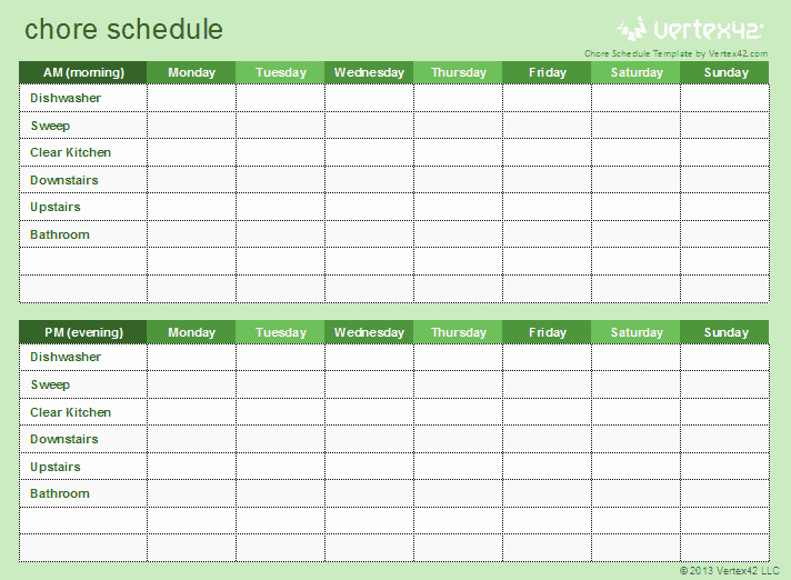 Chore Chart Template Excel Awesome Kids Chore Schedule Template