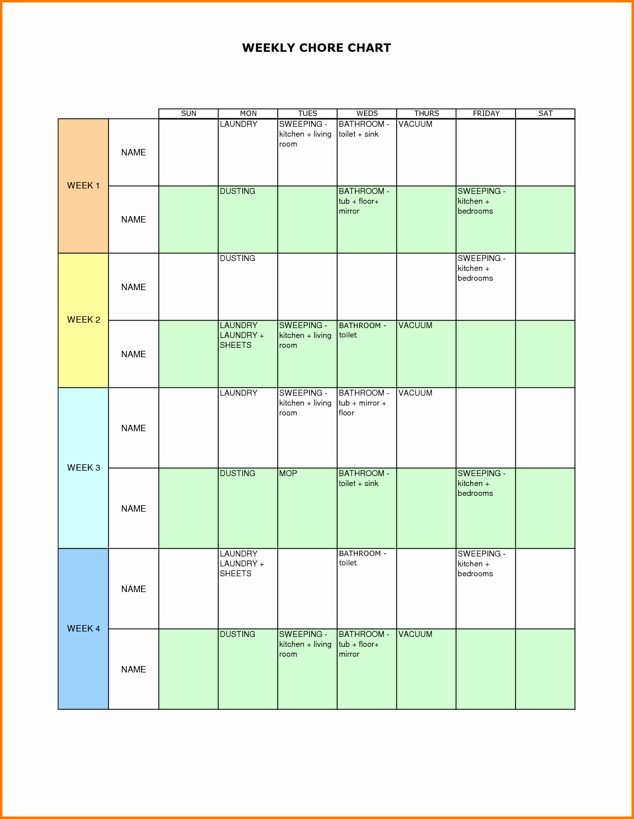 Chore Chart Template Excel Lovely Excel Chore Chart