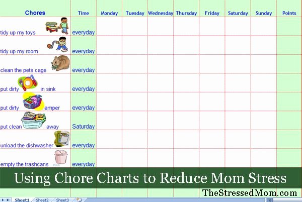 Chore Chart Template Excel Lovely Free Excel Chore Chart Template thestressedmom