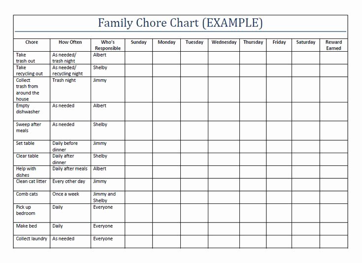 Chore Chart Template Word Luxury Family Chore Chart Maker Free