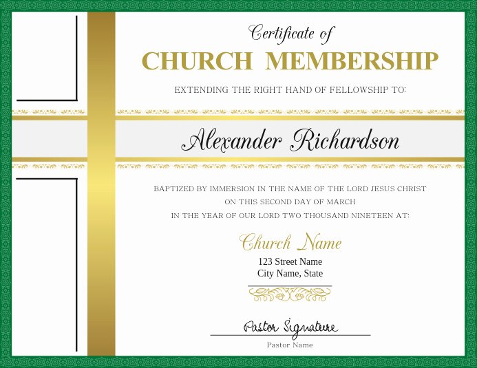 Church Membership Certificate Template Beautiful Certificate Of Church Membership Template