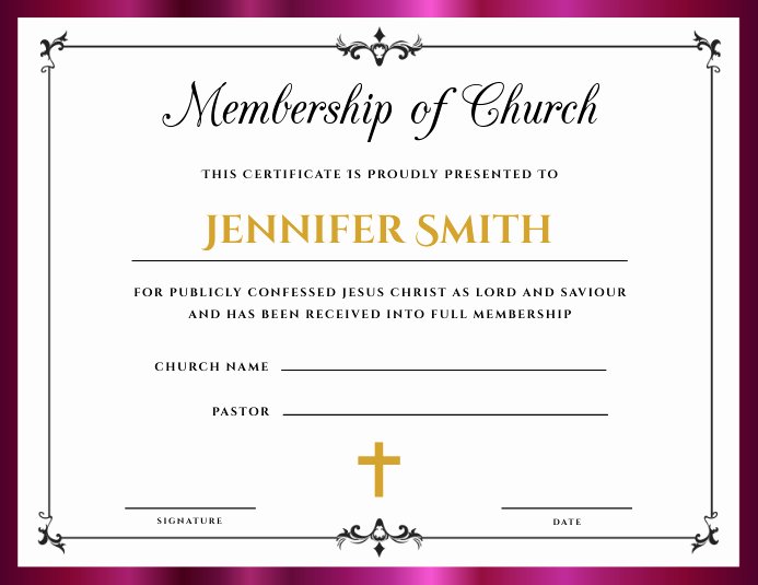 Church Membership Certificate Template Beautiful Church Membership Certificate Template