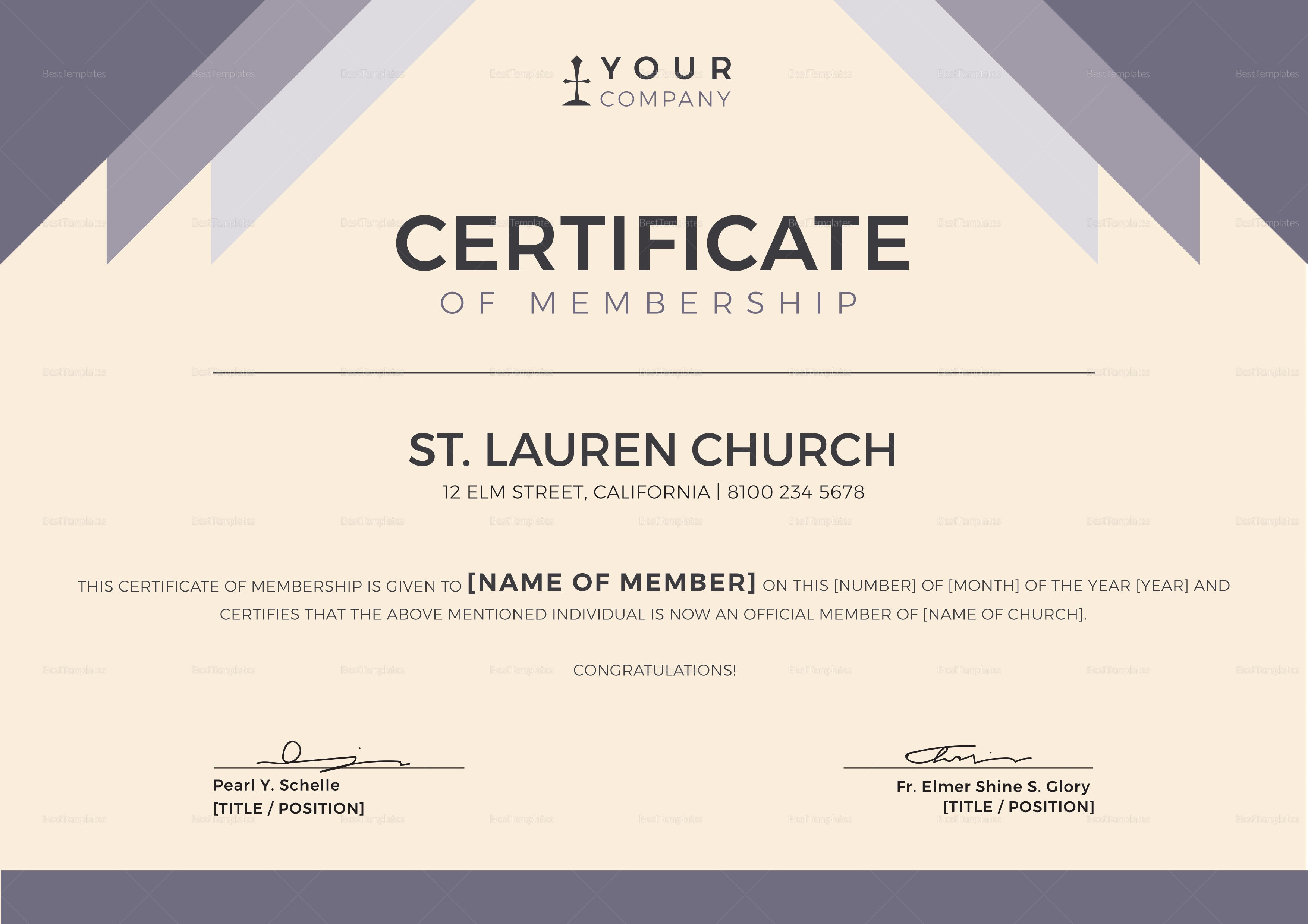 Church Membership Certificate Template Elegant Church Membership Certificate Design Template In Psd Word
