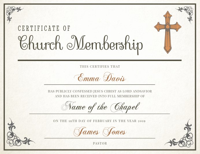 Church Membership Certificate Template Elegant Classic Church Membership Certificate Template