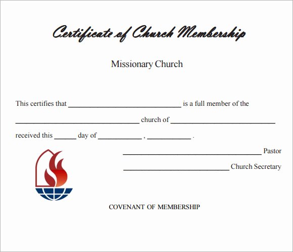 Church Membership Certificate Template Inspirational Best S Of Blank Church Membership Certificate