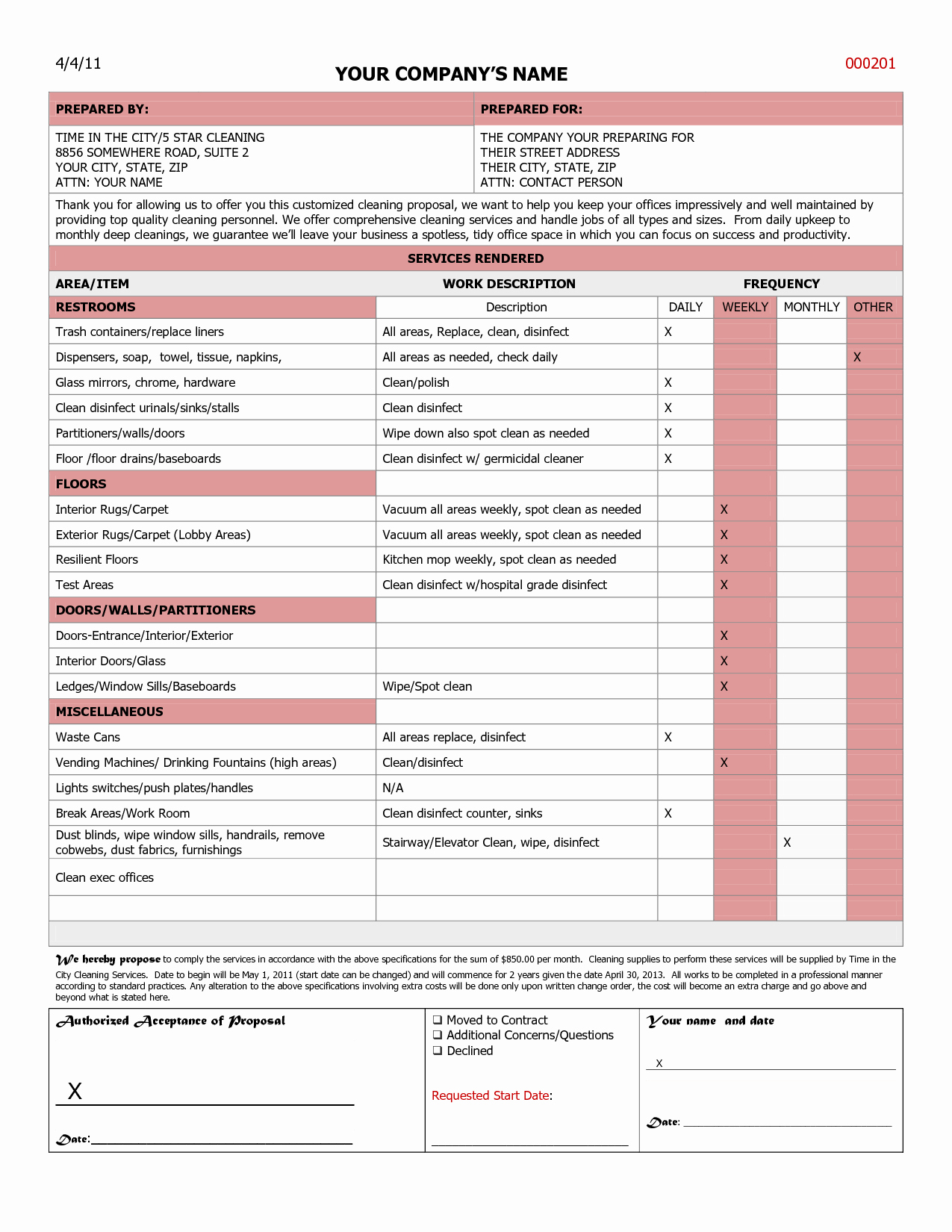 Cleaning Bid Proposal Template Inspirational Janitorial Bid Proposal Template