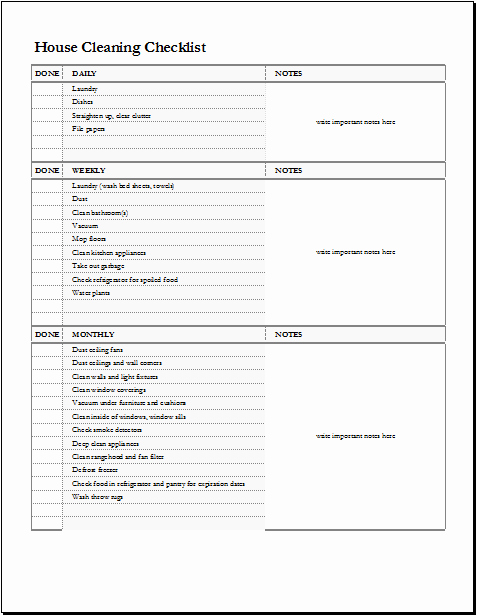 Cleaning Checklist Template Excel Elegant House Cleaning Checklist Template for Excel