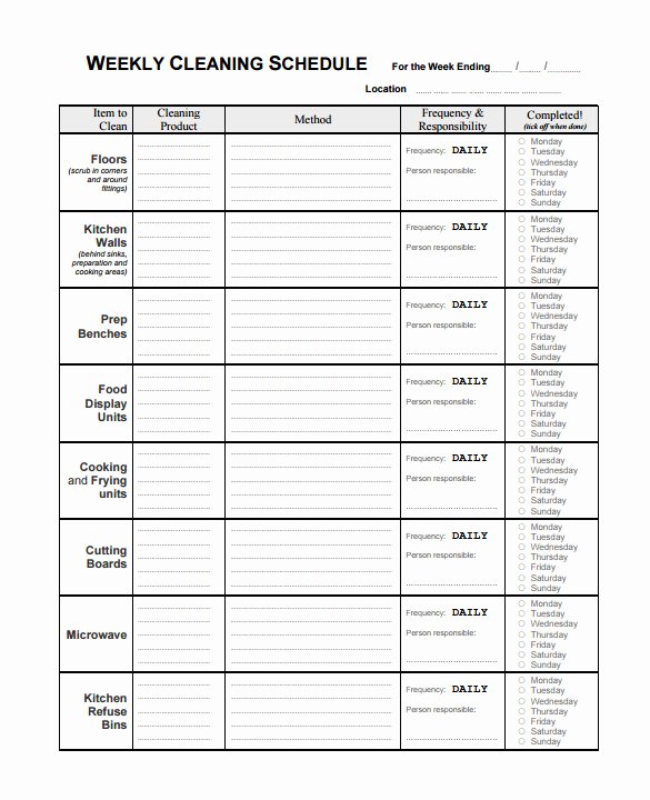 Cleaning Checklist Template Excel Fresh 46 Cleaning Schedule Templates Pdf Doc Xls