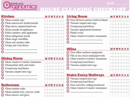 Cleaning Checklist Template Excel New 7 House Cleaning List Templates Excel Pdf formats