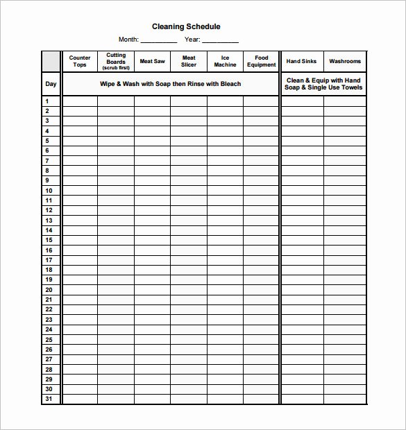 Cleaning Checklist Template Excel Unique Cleaning Schedule Template