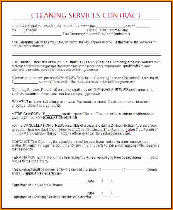 Cleaning Service Agreement Template Luxury Cleaning Contracts Template – Emmamcintyrephotography